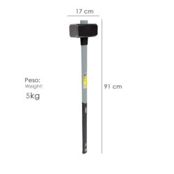 Maza Con Mango Fibra Vidrio 5 Kg, Cabeza Forjada, Con Anillo Anti Vibración, Maza / Porro