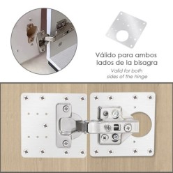 Placas de Reparacion Bisagras Cazoleta 9x9 cm, 1 piezas, Placa Repara Puertas, Placa Reparación Bisagras Mueble