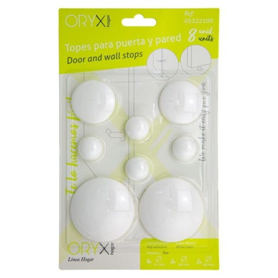 Topes Adhesivos para Paredes / Puertas / Ventanas / Mobiliario 2 x Ø 60 mm, / 2 x 40 mm, / 4 x 22 mm, (Blister 8 piezas) al por 