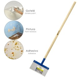 Rascador / Rasqueta Para Techos, Suelos, Paredes 300x150 mm, Con Mango Madera 1200 mm, Fabricado en Acero