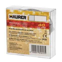 Guirnalda Luces Navidad Microled 40 Leds Color Blanco Frio, Luz navidad interiores IP20 A Pilas (2 CR2032 Incluidas)