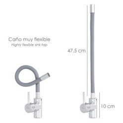 Grifo Monomando Fregadero Flexible Caño Alto, Grifo De Cocina Flexible Caño Alto,Cartucho ceramico Ø 35 mm,
