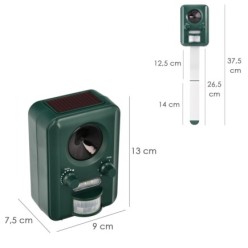 Ahuyentador Ultrasonidos Animales Funcionamiento Solar / Usb, Ahuyenta Roedores, Ratones, Gatos, Perros, Aves, Pajaros, Etc