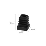 Contera Interior Plastico Cuadrada 16x16 mm, Color Negro, Bolsa 200 Unidades, Contera Mesa, Silla, Muebles, Estanteria al por Ma