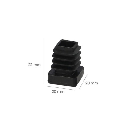 Contera Interior Plastico Cuadrada 20x20 mm, Color Negro, Bolsa 200 Unidades, Contera Mesa, Silla, Muebles, Estanteria al por Ma