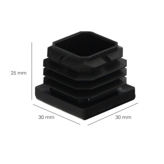 Contera Interior Plastico Cuadrada 30x30 mm, Color Negro, Bolsa 200 Unidades, Contera Mesa, Silla, Muebles, Estanteria al por Ma