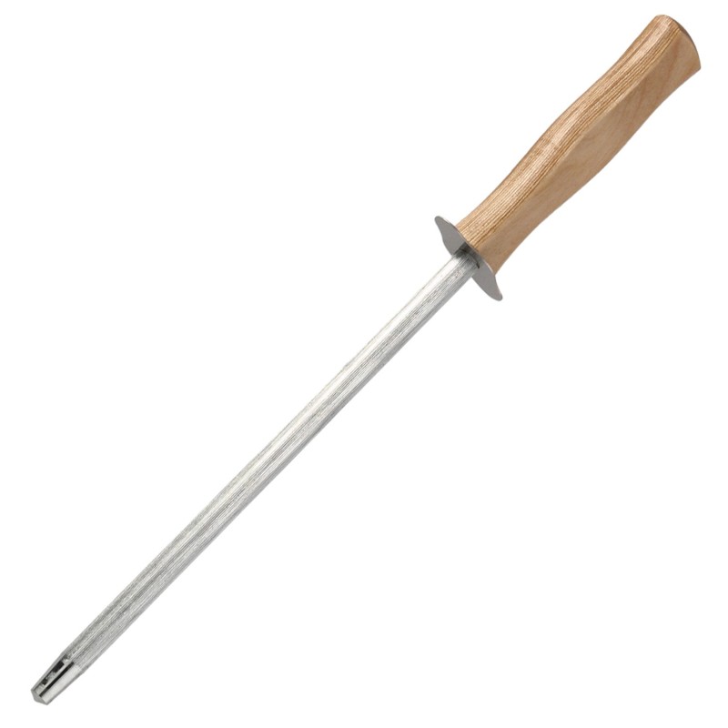 Chaira Afiladora Cocina 19 cm, Mango Madera, Chaira Afilador Cuchillos / Tijeras Manual