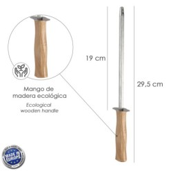 Chaira Afiladora Cocina 19 cm, Mango Madera, Chaira Afilador Cuchillos / Tijeras Manual