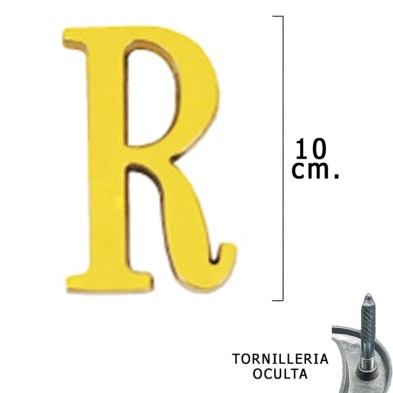 Letra Latón "R" 10 cm, con Tornilleria Oculta (Blister 1 Pieza)