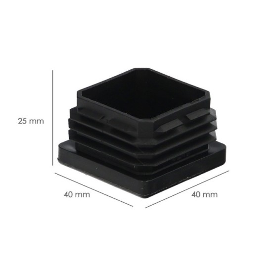 Contera Interior Plastico Cuadrada 40x40 mm, Color Negro, Bolsa 100 Unidades, Contera Mesa, Silla, Muebles, Estanteria al por Ma