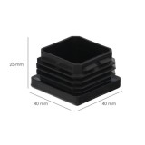 Contera Interior Plastico Cuadrada 40x40 mm, Color Negro, Bolsa 100 Unidades, Contera Mesa, Silla, Muebles, Estanteria al por Ma