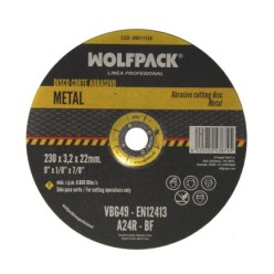 Disco Corte Abrasivo Metal Ø 230 x Ø 22 mm, Espesor 3,2 mm,Disco Radial / Amoladora Universal