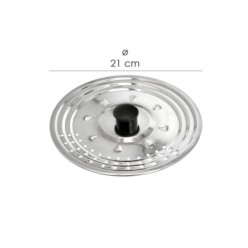 Tapadera Multiusos Acero Inoxidable Ø 21 cm, Uso Tapa Anti Salpicaduras y Escurridor, Tapadera Adpatable Diferentes Medidas