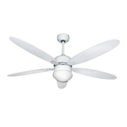 Ventilador Techo Ø 124 cm, 70 Watt, Con Luz y Mando A Distancia 5 Aspas y 3 Velocidades, Con temporizador
