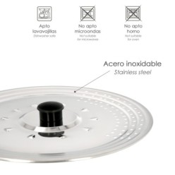 Tapadera Multiusos Acero Inoxidable Ø 21 cm, Uso Tapa Anti Salpicaduras y Escurridor, Tapadera Adpatable Diferentes Medidas