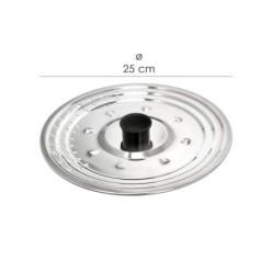Tapadera Multiusos Acero Inoxidable Ø 25 cm, Uso Tapa Anti Salpicaduras y Escurridor, Tapadera Adpatable Diferentes Medidas