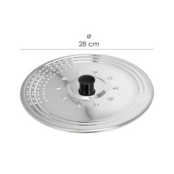 Tapadera Multiusos Acero Inoxidable Ø 28 cm, Uso Tapa Anti Salpicaduras y Escurridor, Tapadera Adpatable Diferentes Medidas