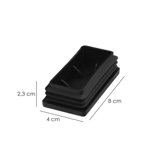 Contera Plástico Rectangular Interior, Color Negro 80x40 mm Bolsa 100 Unidades, al por Mayor | Almacén de Ferretería