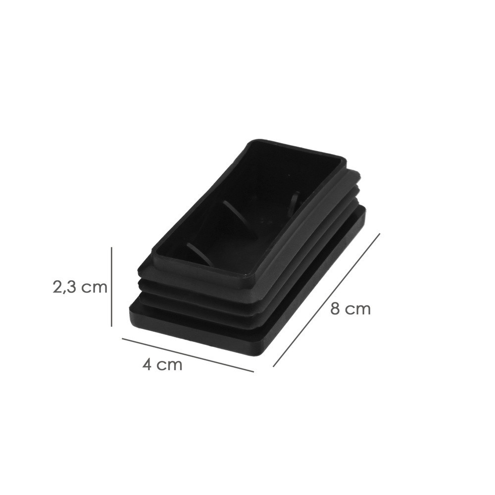Contera Plástico Rectangular Interior, Color Negro 80x40 mm Bolsa 100 Unidades, al por Mayor | Almacén de Ferretería