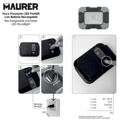 Foco Led Plano Recargable  10 Watt, 800 Lumenes Luz blanca 4000ºK Protección IP44, Portatil Proyector Led Obras