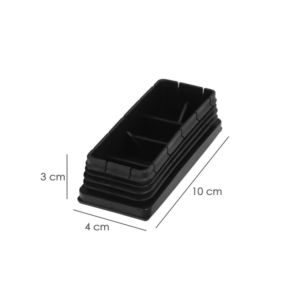 Contera Plástico Rectangular Interior, Color Negro 100x40 mm Bolsa 25 Unidades, al por Mayor | Almacén de Ferretería
