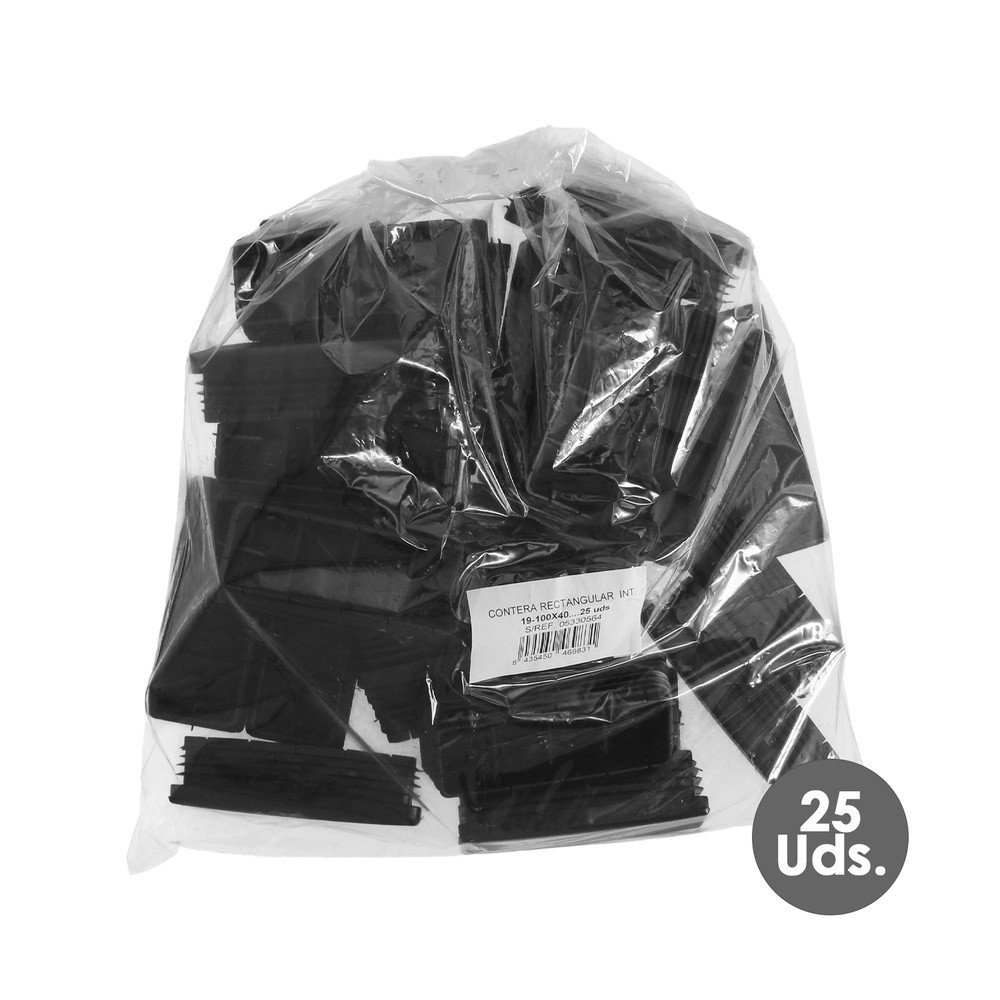 Contera Plástico Rectangular Interior, Color Negro 100x40 mm Bolsa 25 Unidades, al por Mayor | Almacén de Ferretería