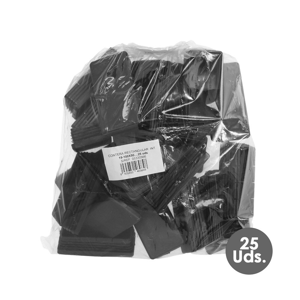 Contera Plástico Rectangular Interior, Color Negro 100x50 mm Bolsa 25 Unidades, al por Mayor | Almacén de Ferretería