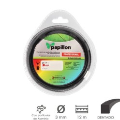 Hilo Nylon Desbrozadoras Cuadrado Dentado Profesional Ø 3,0 mm, Rollo 12 metros, Hilo Nylon Corte Desbrozadores Hierba,