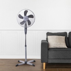 Ventilador Pie Ø 40 x 135 cm, 45 W, Oscilación Automatica, Altura Regulable, Cabezal Inclinable, Base Estable 60x60 cm,