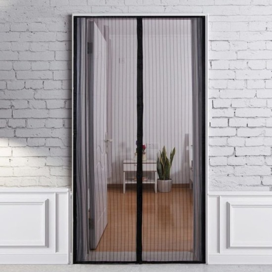 Cortina Mosquitera Para Puertas Con Cierre Central Magnetico Automatico 120 x 240 (Alt,) cm, Color Negro, al por Mayor | Almacén