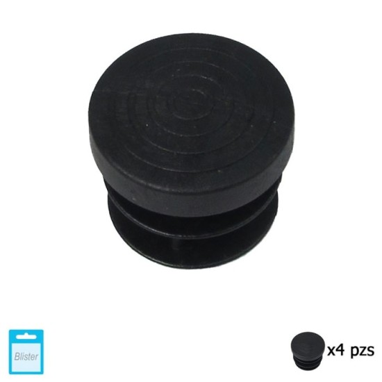 Contera Redonda Interior Negra 20mm, Blister 4 piezas, al por Mayor | Almacén de Ferretería