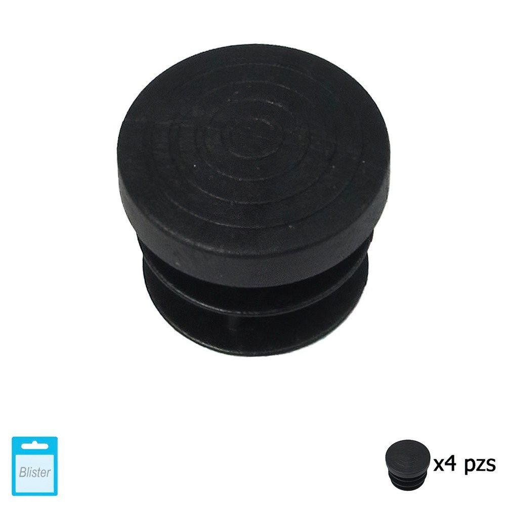 Contera Redonda Interior Negra 20mm, Blister 4 piezas, al por Mayor | Almacén de Ferretería