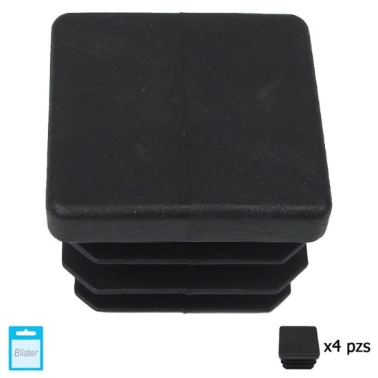 Contera Cuadrada Interior Negra 35x35 mm, Blister 4 piezas, al por Mayor | Almacén de Ferretería
