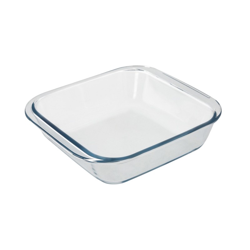 Fuente Horno Cristal Borosilicato Cuadrada 1,1litros, 18x18 cm, Ideal Meclas, Ensaladas, Postres, Cocina, Resposteria, Libre BPA