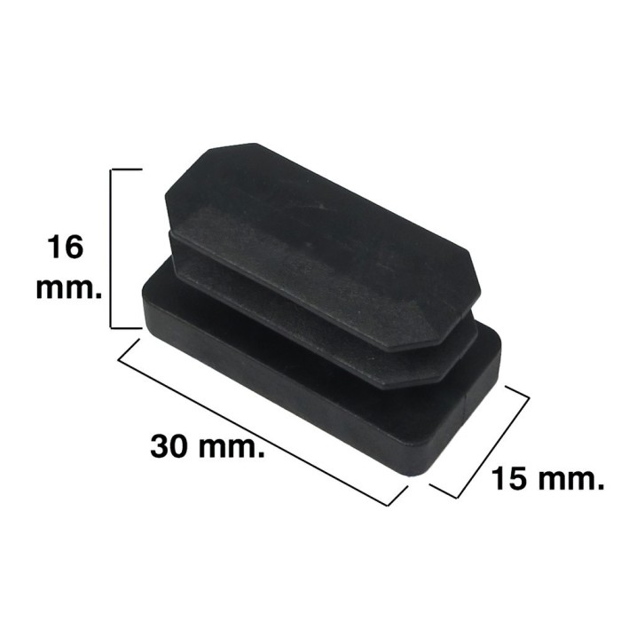 Contera Rectangular Negra 15x30mm, Blister 4 piezas, al por Mayor | Almacén de Ferretería