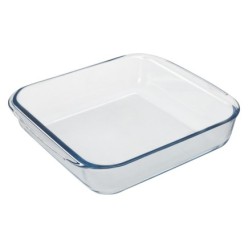 Fuente Horno Cristal Borosilicato Cuadrada 1,1L, 20,7x20,7 cm, Ideal Meclas, Ensaladas, Postres, Cocina, Resposteria, Libre BPA