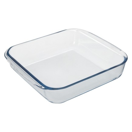 Fuente Horno Cristal Borosilicato Cuadrada 1,1L, 20,7x20,7 cm, Ideal Meclas, Ensaladas, Postres, Cocina, Resposteria, Libre BPA