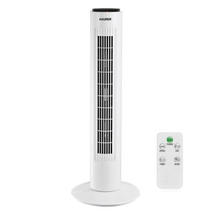 Ventilador Maurer Torre 73 cm 3 Velocidades, Funcion Oscilante, Con Temporizador y Mando a Distancia,