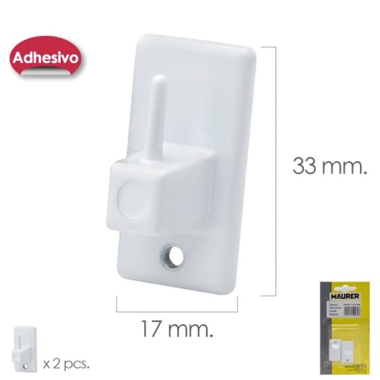 Gancho Visillo / Cortina Adhesivo Blanco (Blister 2 Piezas) al por Mayor | Almacén de Ferretería