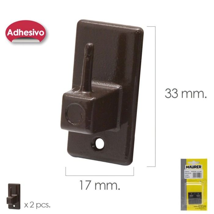 Gancho Visillo / Cortina Adhesivo Marron (Blister 2 Piezas) al por Mayor | Almacén de Ferretería