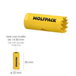 Corona Sierra Bimetal Ø 22 mm, Templado Termico, Base Reforzada, Corona Madera, Broca Agujeros Madera, Acero, Hierro, Plasticos