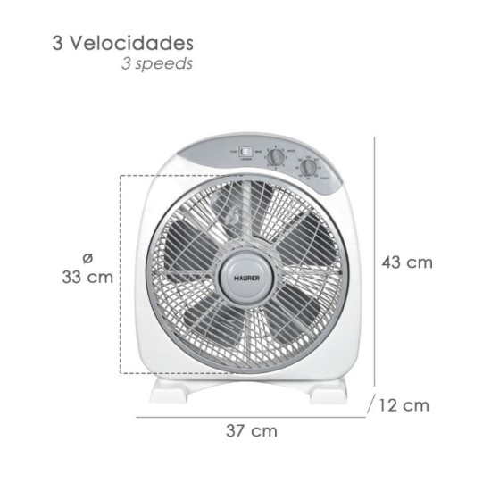 Ventilador Maurer Box Ø 30cm 40 Watt, 3 velocidades  Aspas gran tamaño, 3 Con temporizador al por Mayor | Almacén de Ferretería