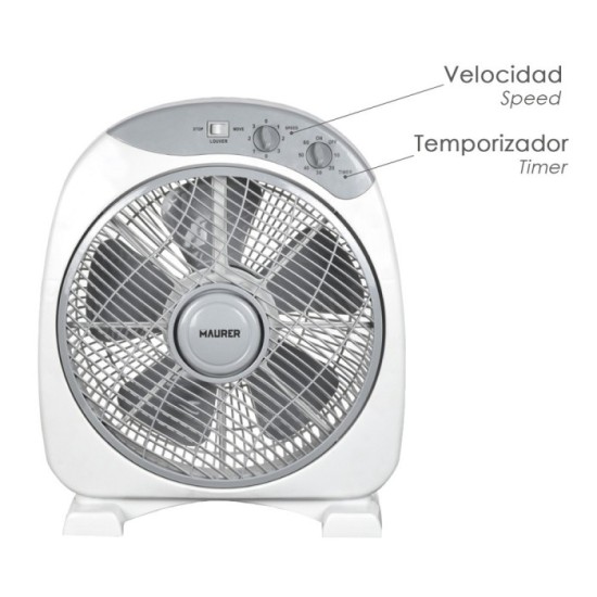 Ventilador Maurer Box Ø 30cm 40 Watt, 3 velocidades  Aspas gran tamaño, 3 Con temporizador al por Mayor | Almacén de Ferretería