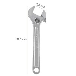 Llave Ajustable Moleta 12" / 300 mm, Llave Inglesa, Llave Apriete, Llave Ajustable