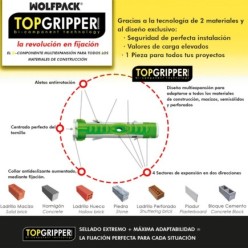 Blister Tacos Topgripper Bimaterial Con Tornillos Ø 5 mm, 50 Piezas Taco Anclaje Universal, Taco Hormigon, Taco Pladur,