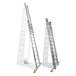 Escalera Aluminio 2 Tramos 12+12 Peldaños, Plegable, Antideslizante, Resistente