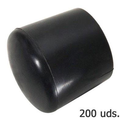 Contera Plastico Redonda Exterior Negra  8 mm, Bolsa 200 Unidades