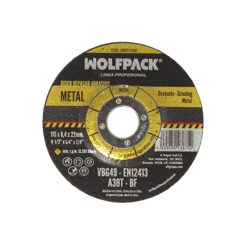 Disco Repasar Abrasivo Ø 115 x Ø 22 mm, Espesor 6,4 mm, Disco Radial / Amoladora Universal Compatible Con Todas Las Amoladoras