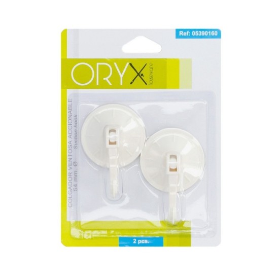 Colgador Oryx Ventosa Accionable 54 mm, (Blister 2 Unidades) Adhesivo al por Mayor | Almacén de Ferretería