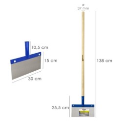 Rascador / Rasqueta Para Techos, Suelos, Paredes 300x150 mm, Con Mango Madera 1200 mm, Fabricado en Acero